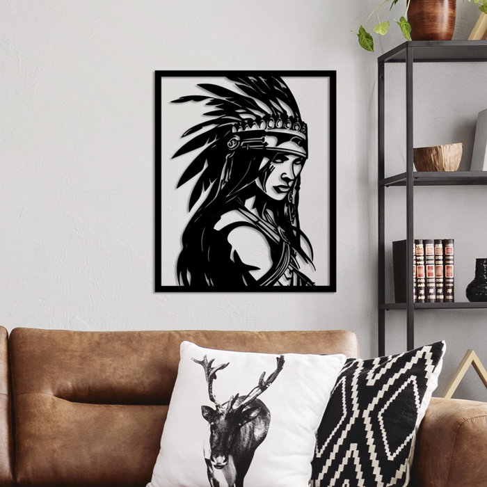 Wallity Tribal Chief Accesorio Decorativo de Pared de Metal Negro